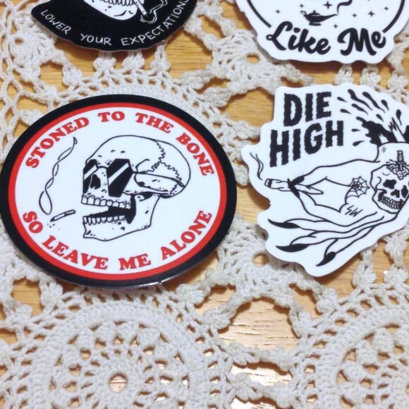 Black and white stickers, cell phone, hydroflask, high times theme - Picture 6 of 8